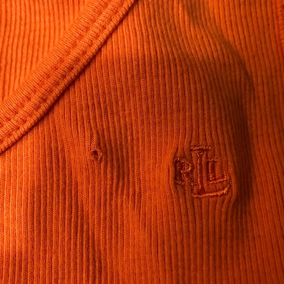 Lauren Ralph Lauren Sleeve Ribbed Orange Cotton Layering Tank Top Causal NWT - Picture 7 of 8
